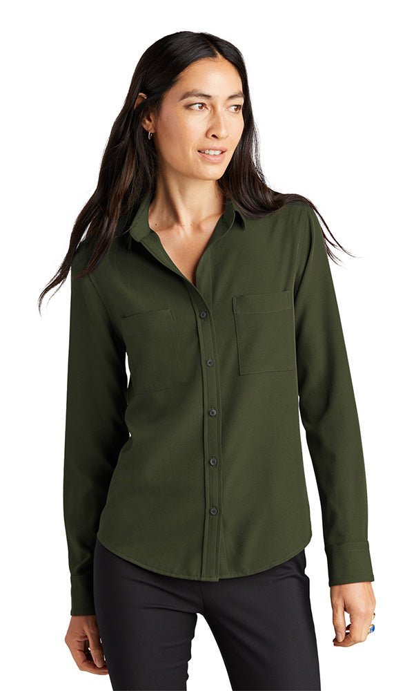 Mercer+Mettle® Women's Stretch Crepe Long Sleeve Camp Blouse