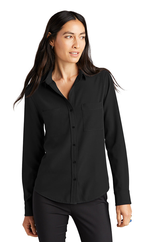 Mercer+Mettle® Women's Stretch Crepe Long Sleeve Camp Blouse