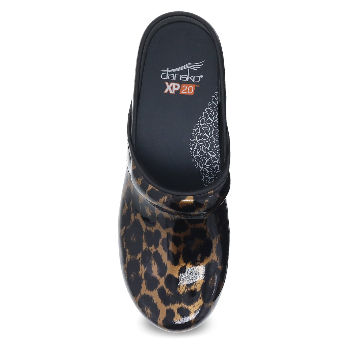 Dansko XP 2.0 Women's Brown Leopard Patent Stapled Clog