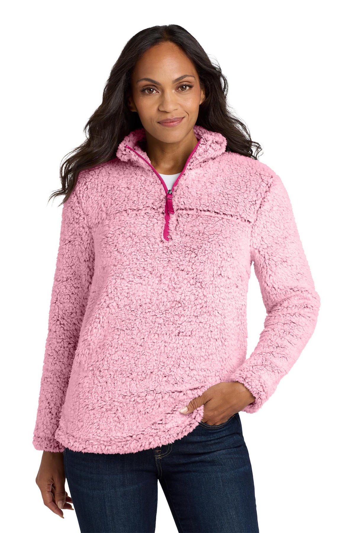 Port Authority® Women's Cozy 1/4-Zip Fleece - Pop Raspberry Heather