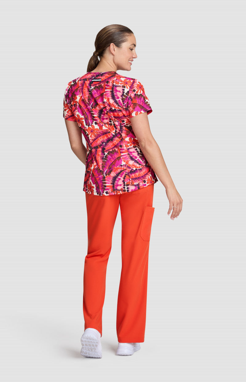 koi™ Next Gen Women's Early Energy 2-Pocket Scrub Print Top - Tropical Dreams