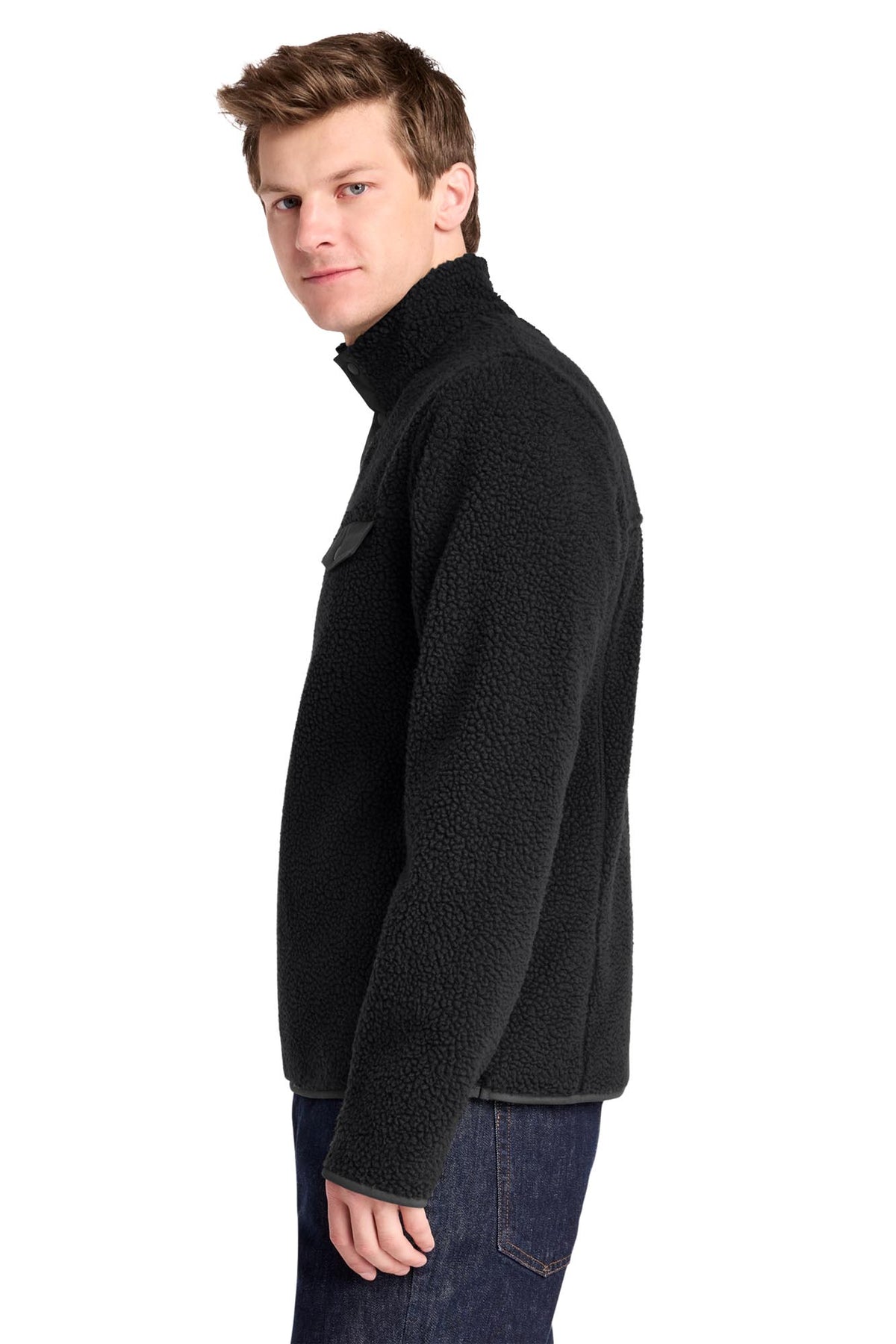 Port Authority® Camp Fleece Snap Pullover - Deep Black