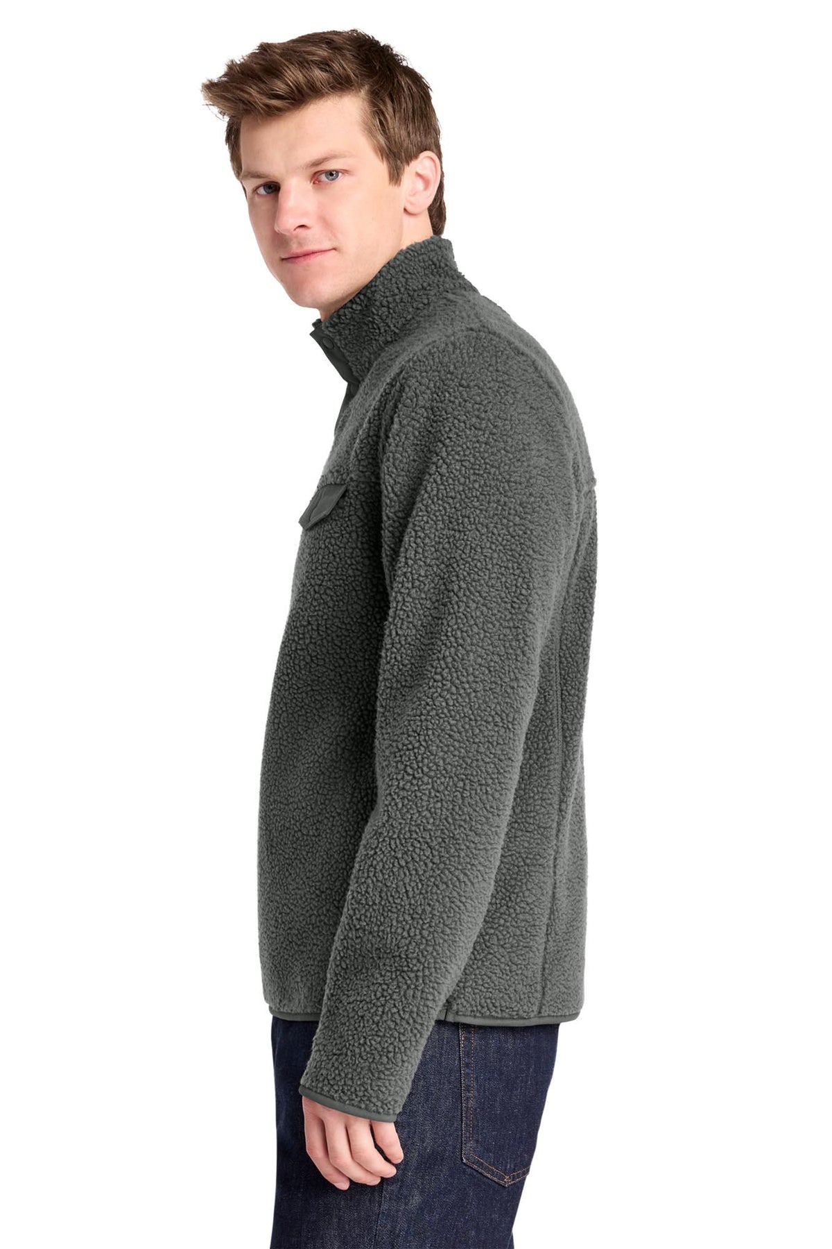 Port Authority® Camp Fleece Snap Pullover - Grey Steel