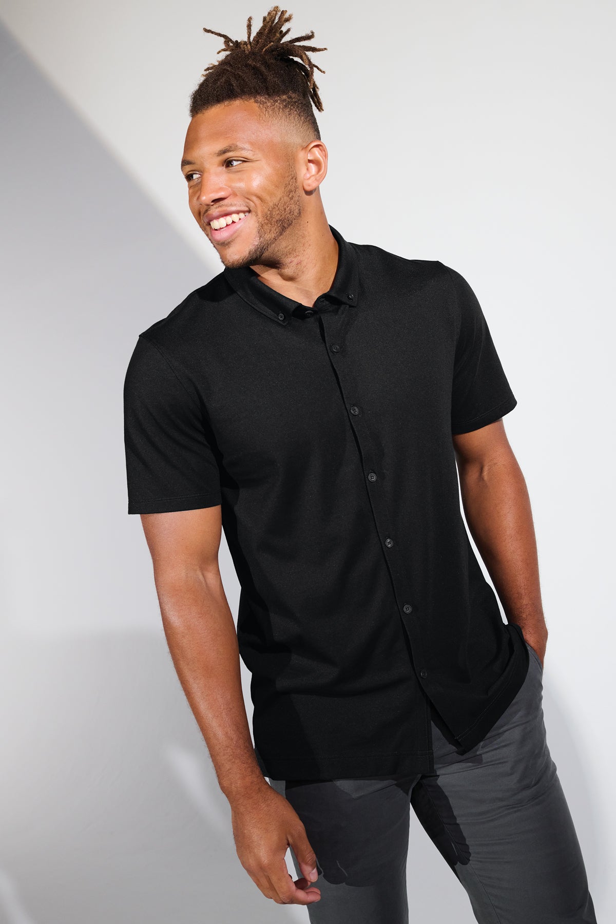 Mercer+Mettle® Stretch Pique Full-Button Polo