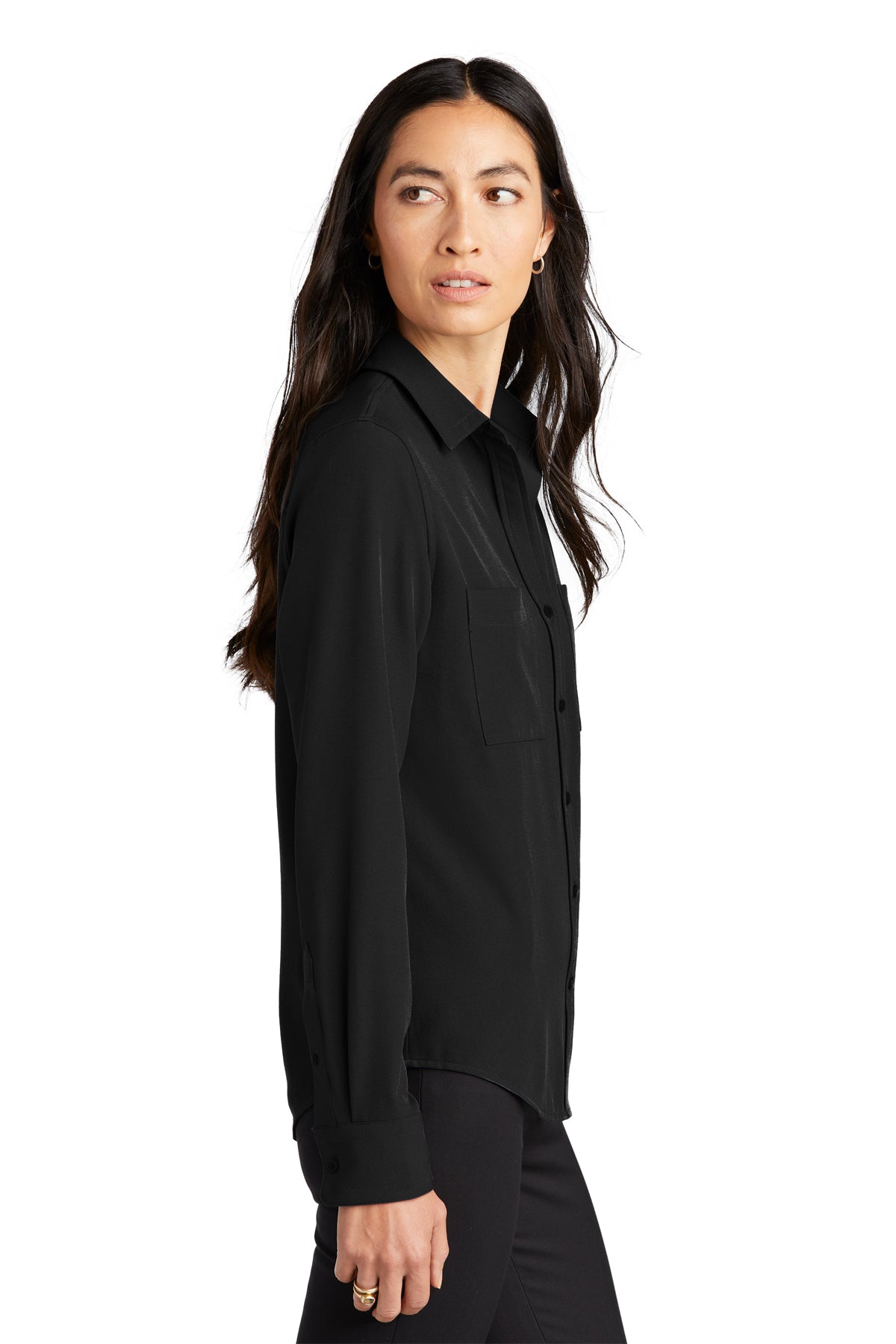 Mercer+Mettle® Women's Stretch Crepe Long Sleeve Camp Blouse