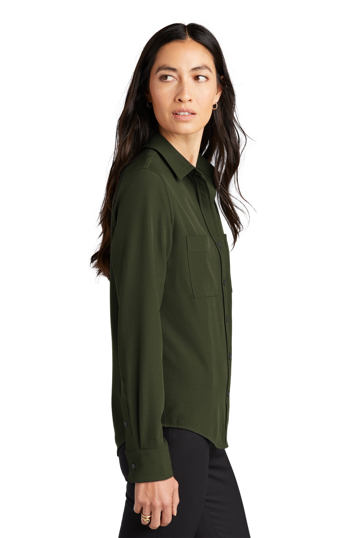 Mercer+Mettle® Women's Stretch Crepe Long Sleeve Camp Blouse