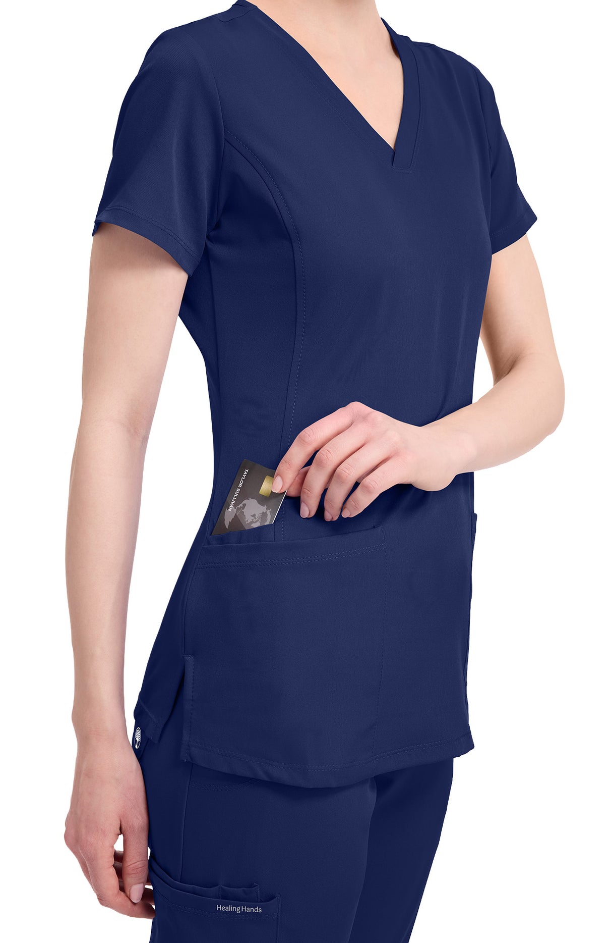 Healing Hands HH Works Monica Women's 4-Pocket Stretch V-Neck Scrub Top