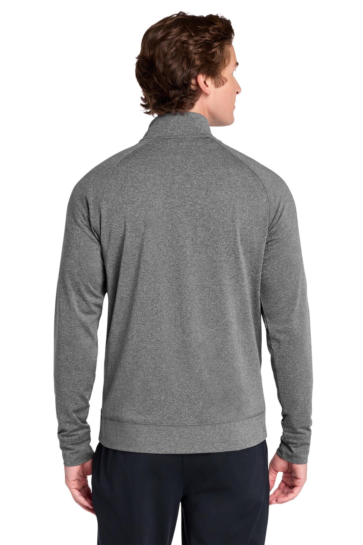 Sport-Tek® Men's Sport-Wick® Stretch Full-Zip Cadet Jacket - Charcoal Grey Heather