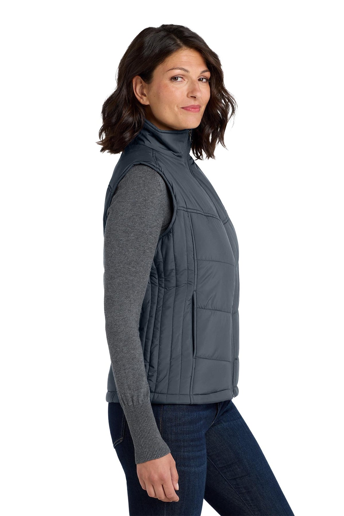 Port Authority® Women's Puffy Vest - Dark Slate/Black