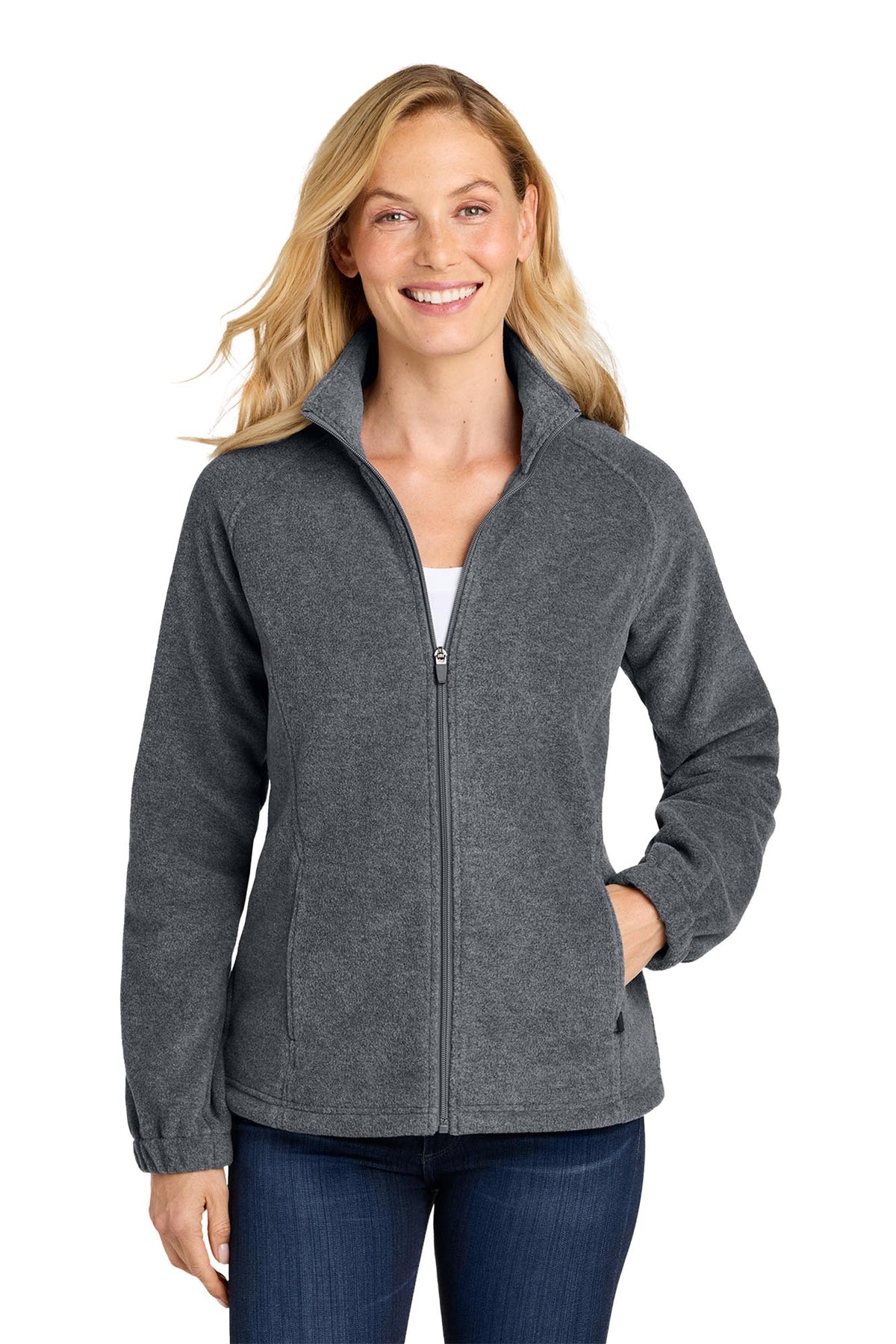 Port Authority® Women's Plush Fleece Full-Zip Jacket - Storm Grey Heather