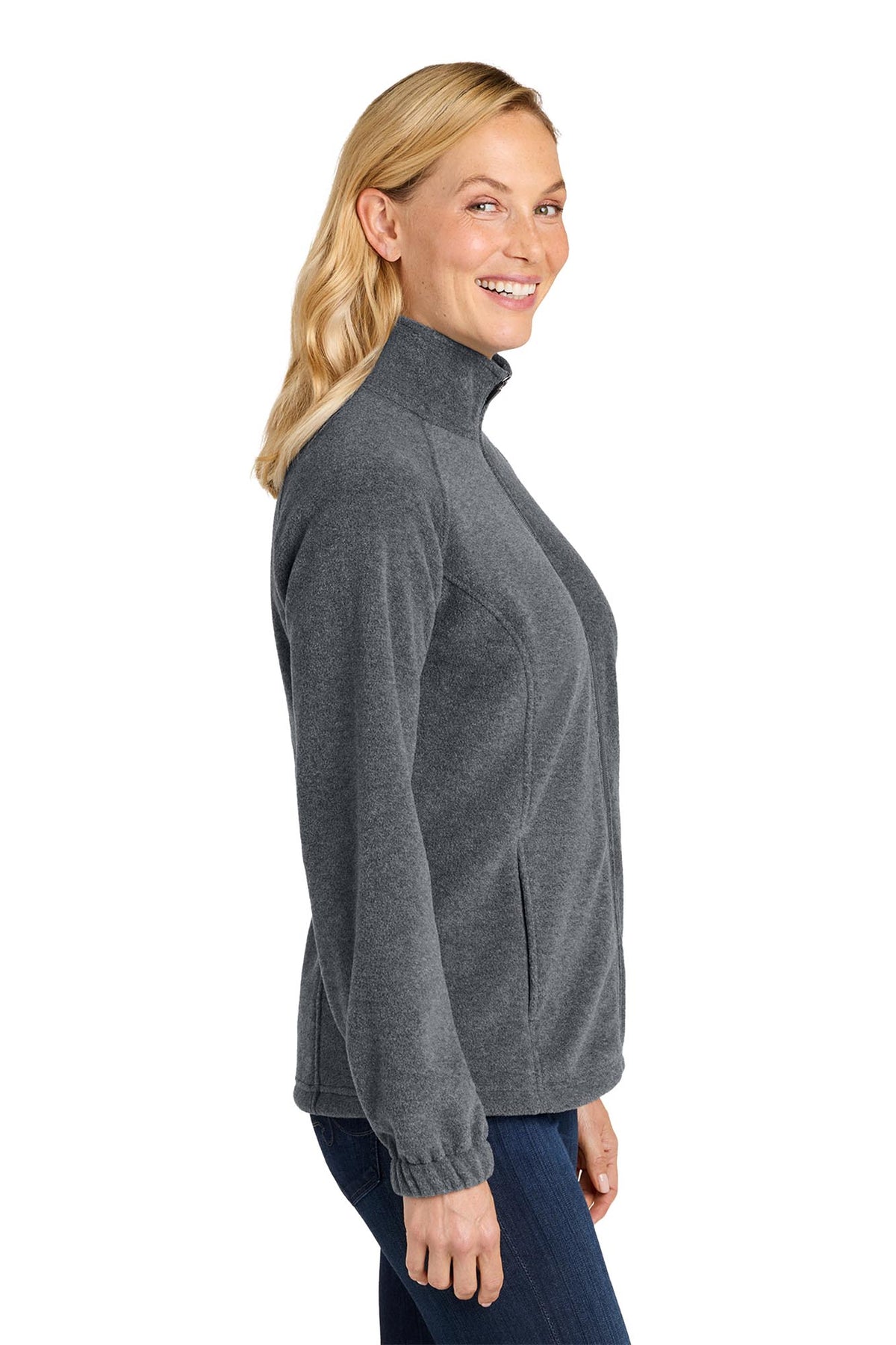 Port Authority® Women's Plush Fleece Full-Zip Jacket - Storm Grey Heather