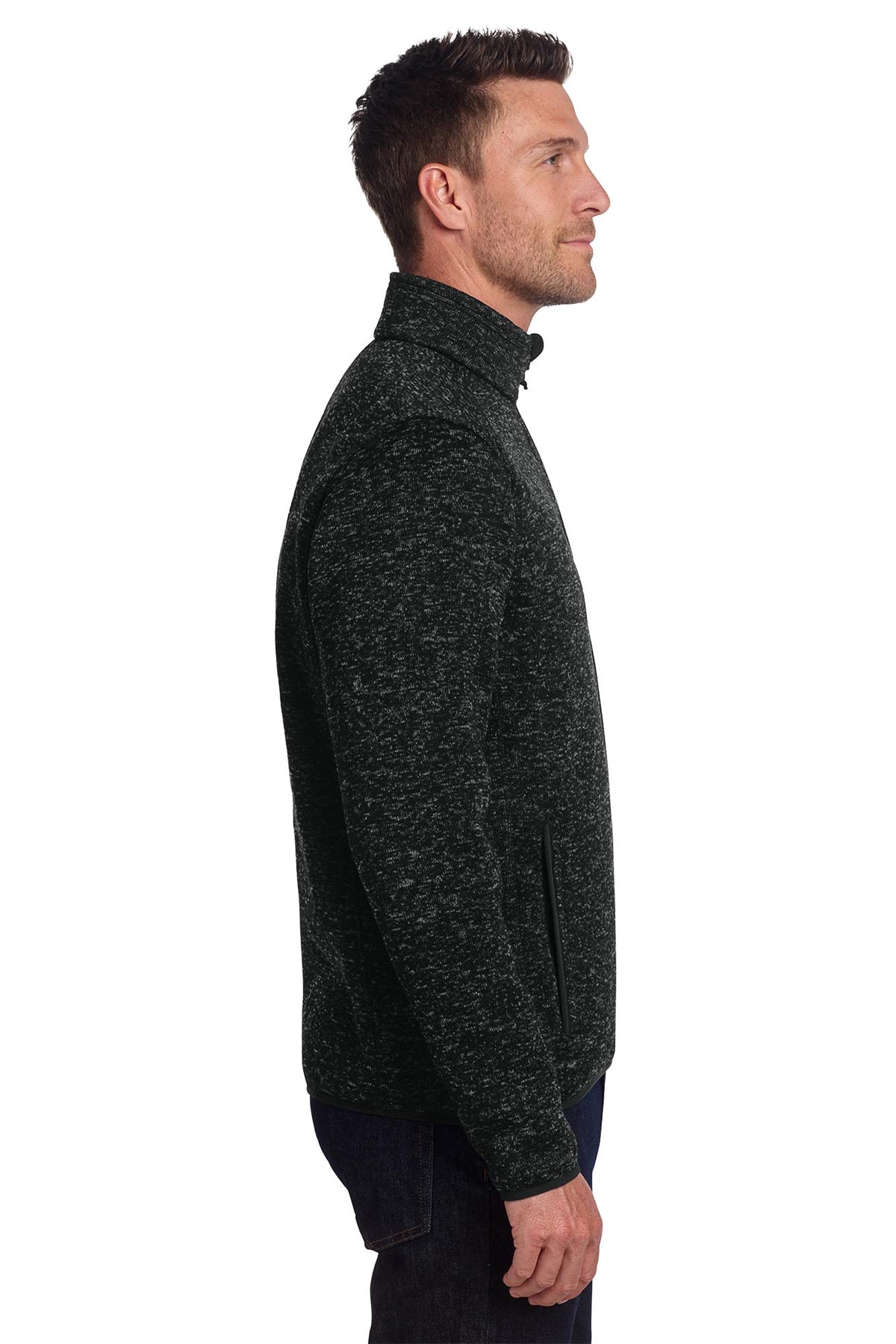 Port Authority® Sweater Fleece Jacket - Black Heather