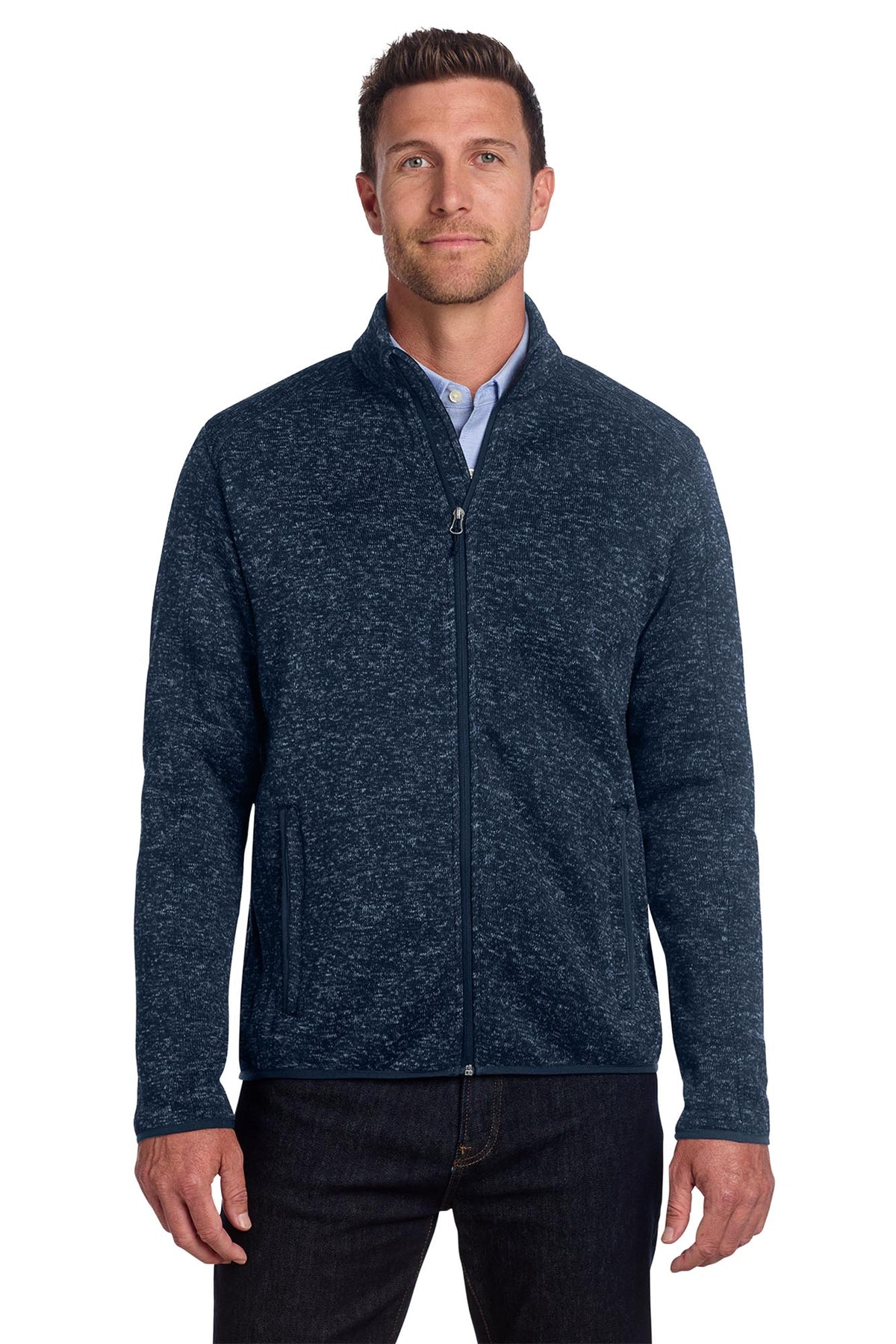 Port Authority® Sweater Fleece Jacket - River Blue Navy Heather