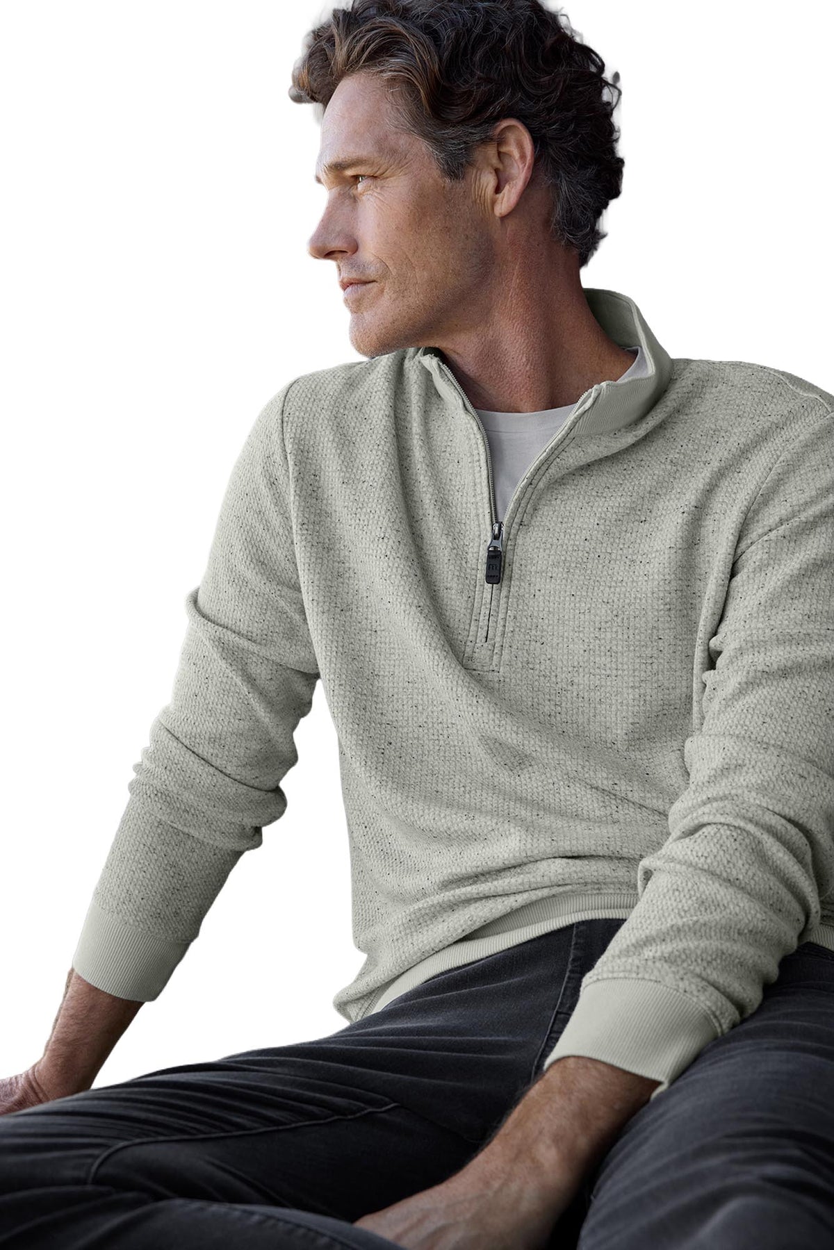 TravisMathew Men's Waffle 1/4-Zip - Light Grey Heather