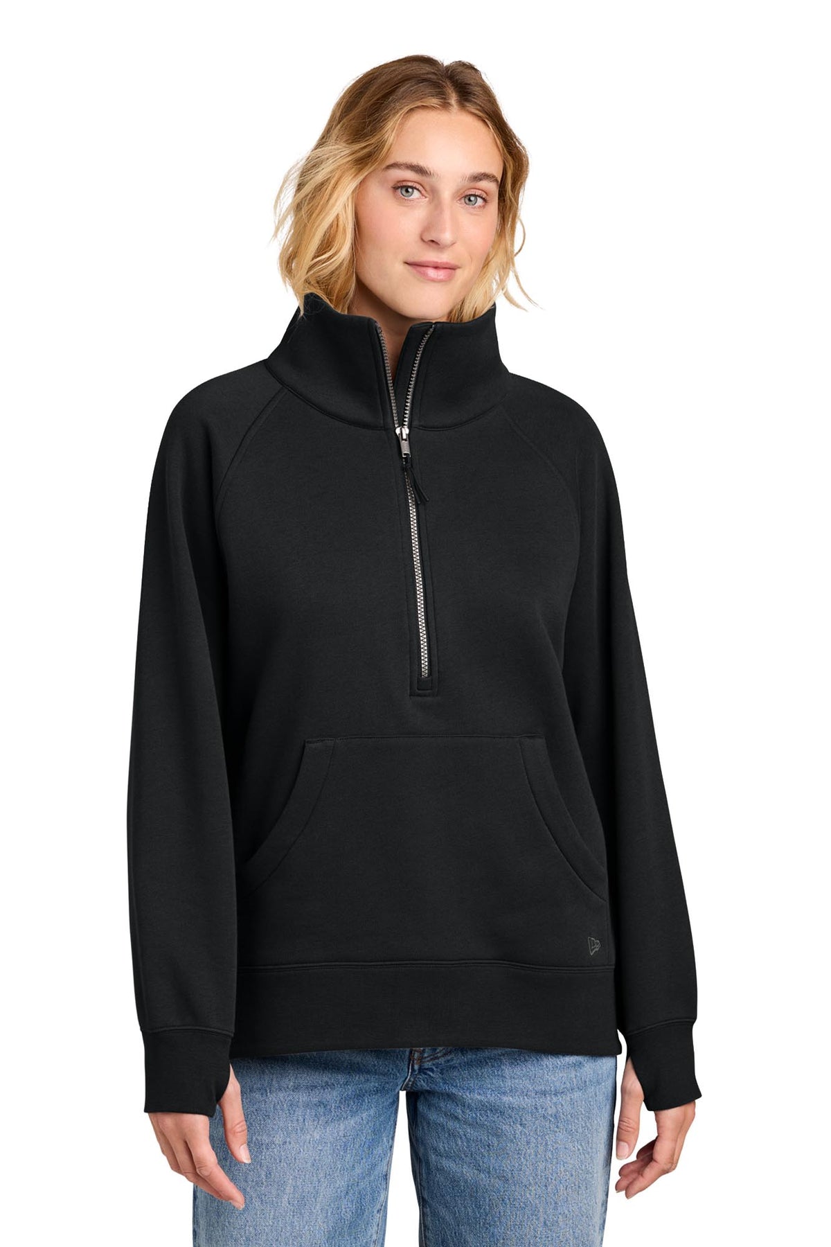 New Era® Women’s Heritage Fleece 1/2-Zip - Black