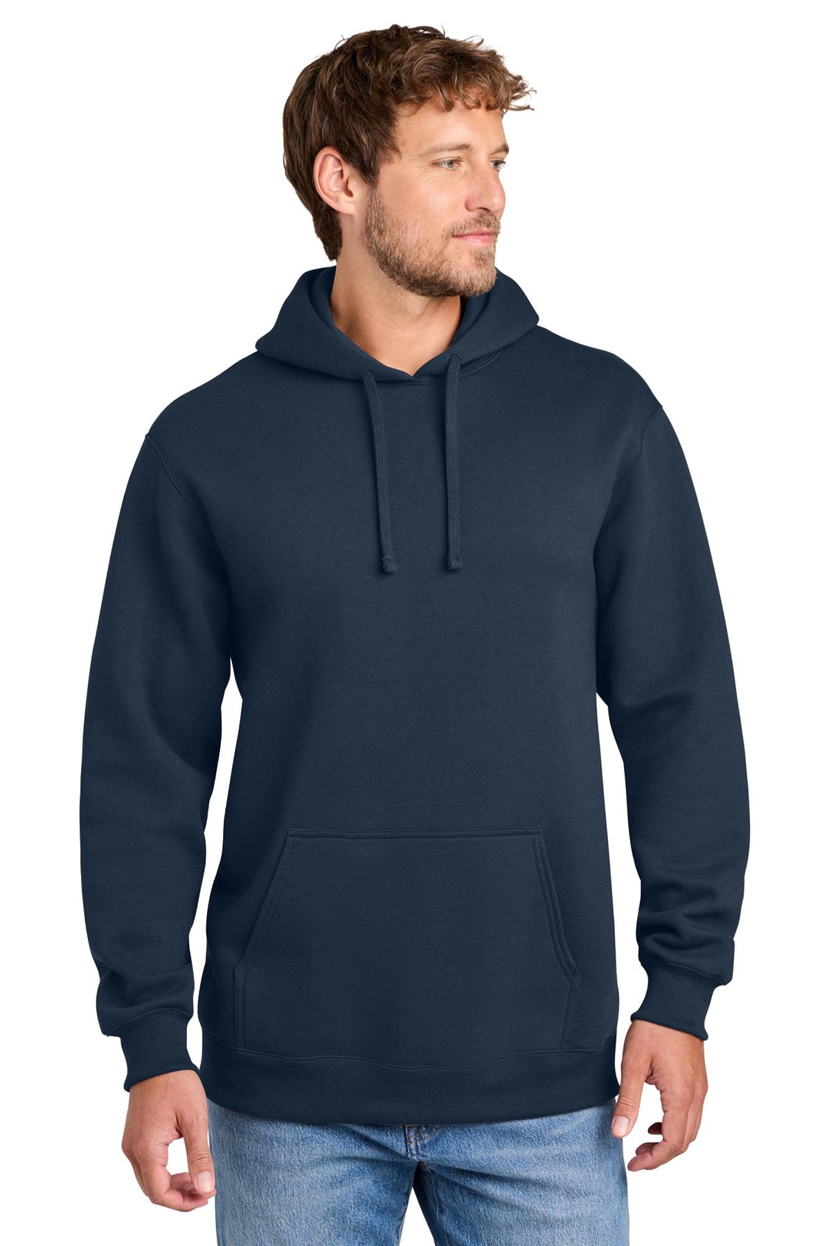 Port & Co® Men's Foundation Fleece Pullover Hooded Sweatshirt - Deep Navy