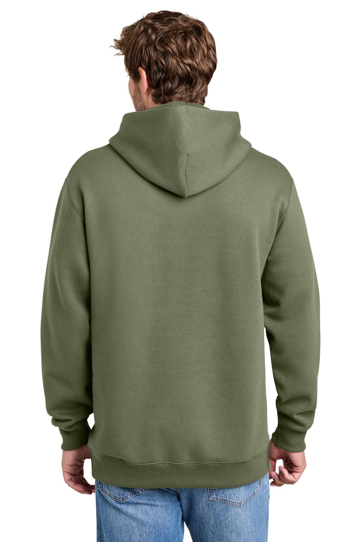 Port & Co® Men's Foundation Fleece Pullover Hooded Sweatshirt - Olive Drab Green