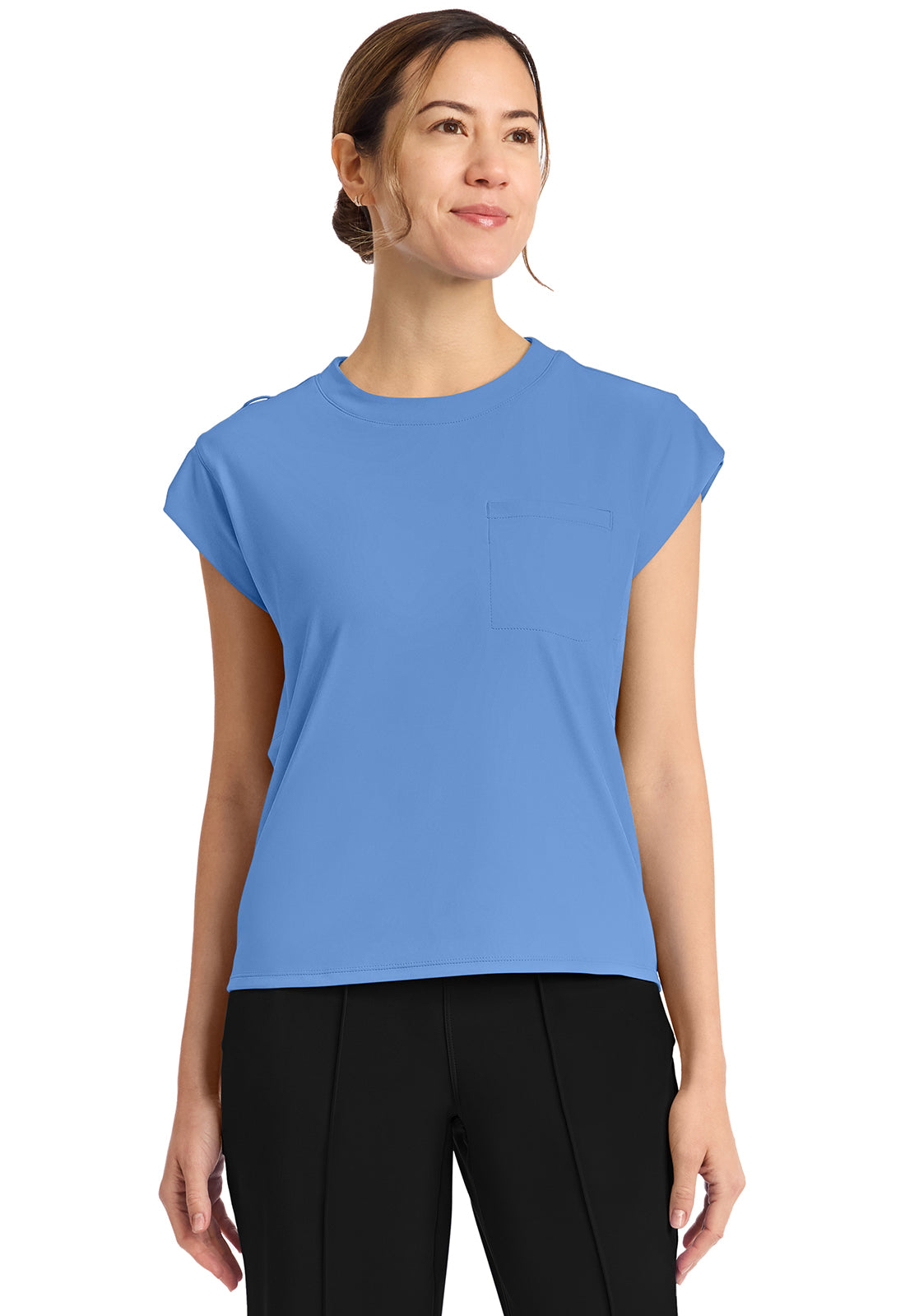 Achieve by Cherokee Women's Raglan Cap-Sleeve 1-Pocket Crew Neck Scrub Top