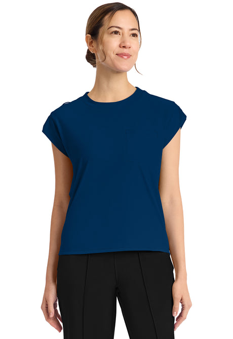 Achieve by Cherokee Women's Raglan Cap-Sleeve 1-Pocket Crew Neck Scrub Top