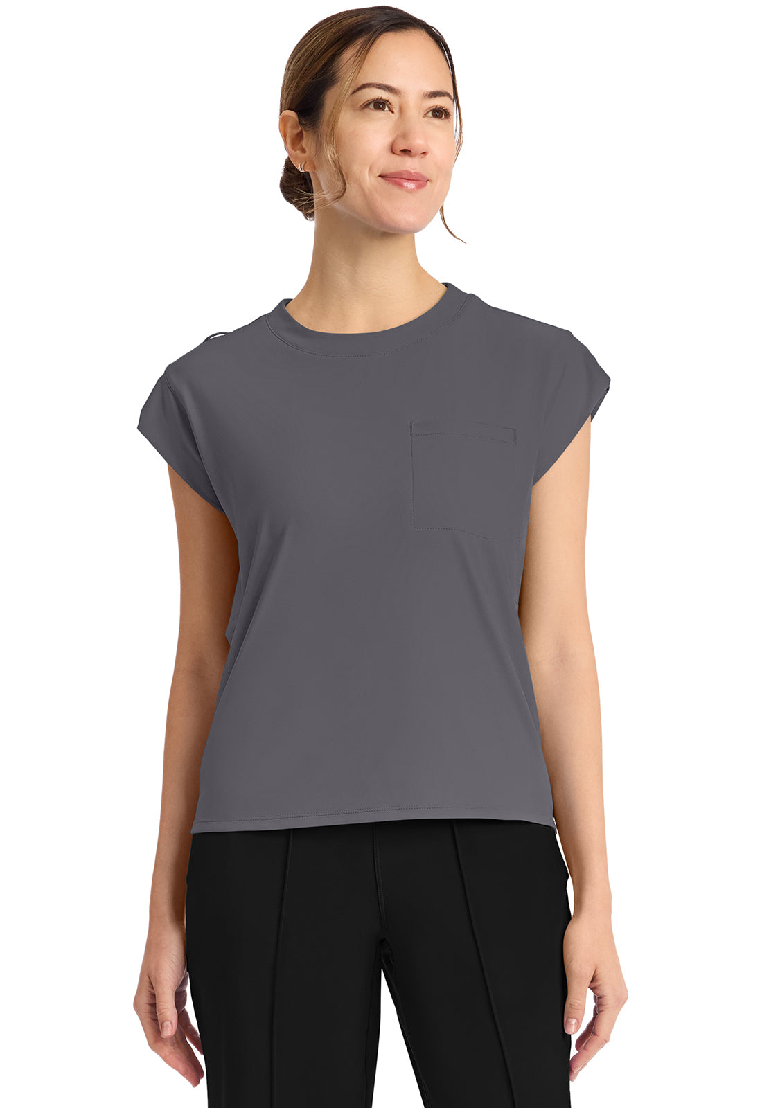 Achieve by Cherokee Women's Raglan Cap-Sleeve 1-Pocket Crew Neck Scrub Top