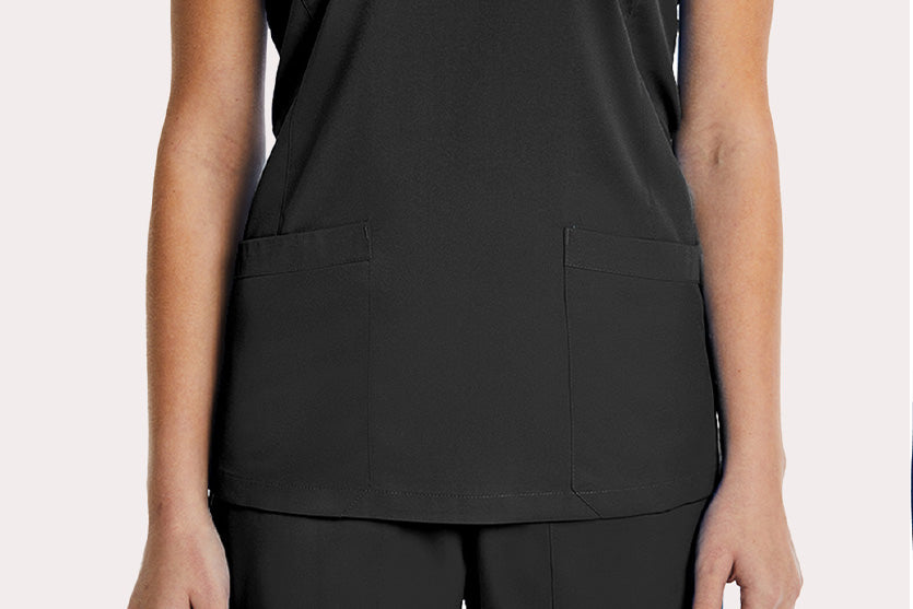 Elements by Alexanders Uniforms Women's Mock Wrap Patch Pocket 4-Way Stretch Scrub Top