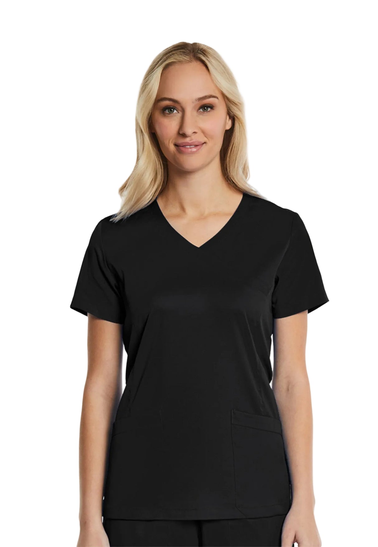 Elements by Alexanders Uniforms Women's Mock Wrap Patch Pocket 4-Way Stretch Scrub Top