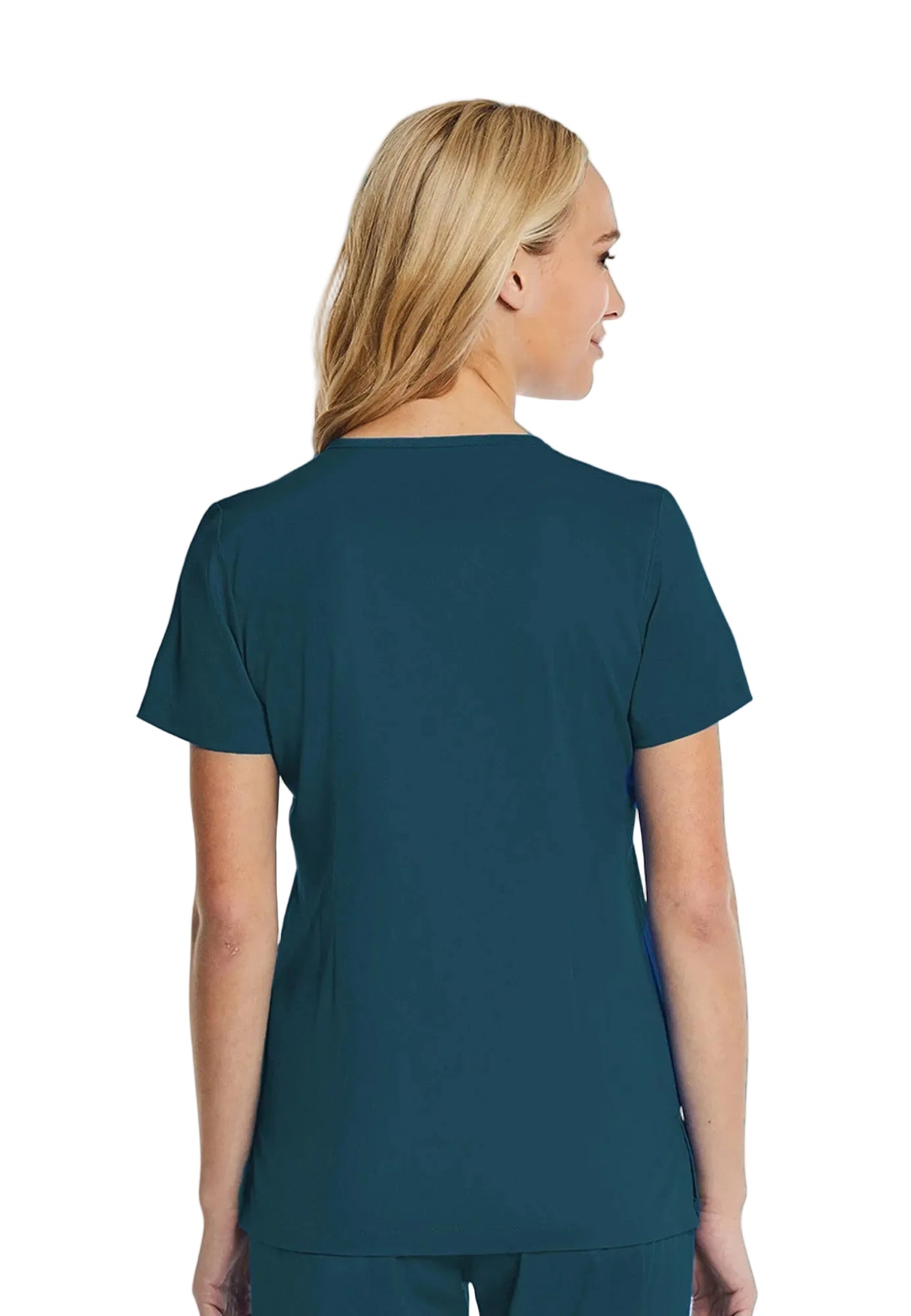 Elements by Alexanders Uniforms Women's Mock Wrap Patch Pocket 4-Way Stretch Scrub Top