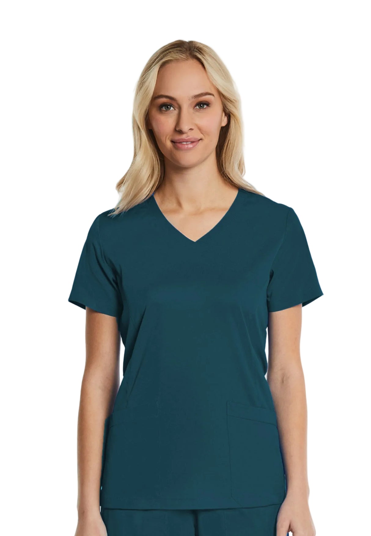 Elements by Alexanders Uniforms Women's Mock Wrap Patch Pocket 4-Way Stretch Scrub Top
