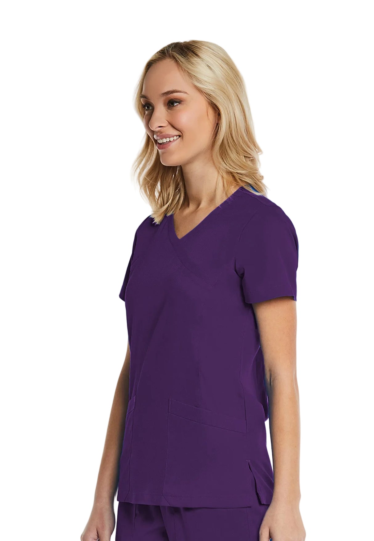Elements by Alexanders Uniforms Women's Mock Wrap Patch Pocket 4-Way Stretch Scrub Top