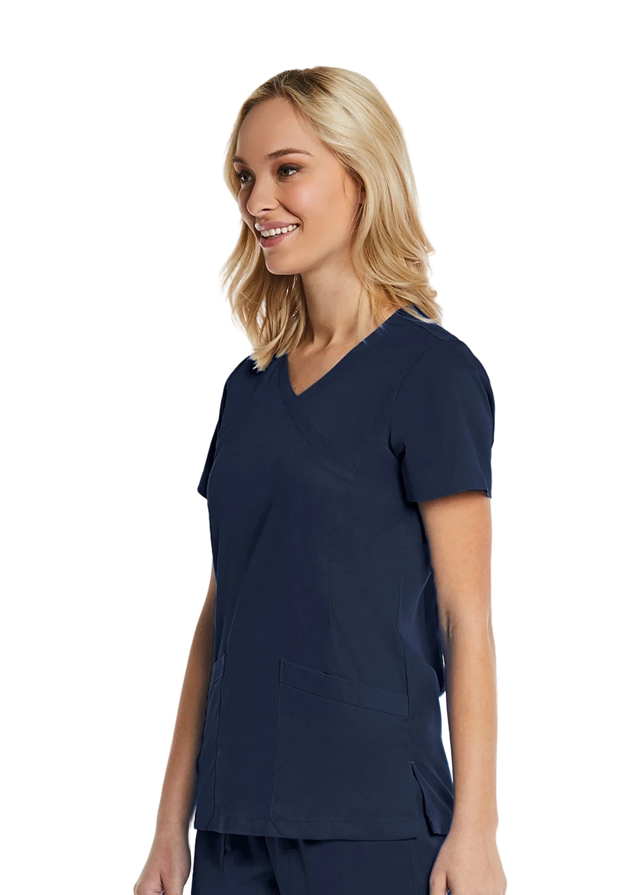 Elements by Alexanders Uniforms Women's Mock Wrap Patch Pocket 4-Way Stretch Scrub Top