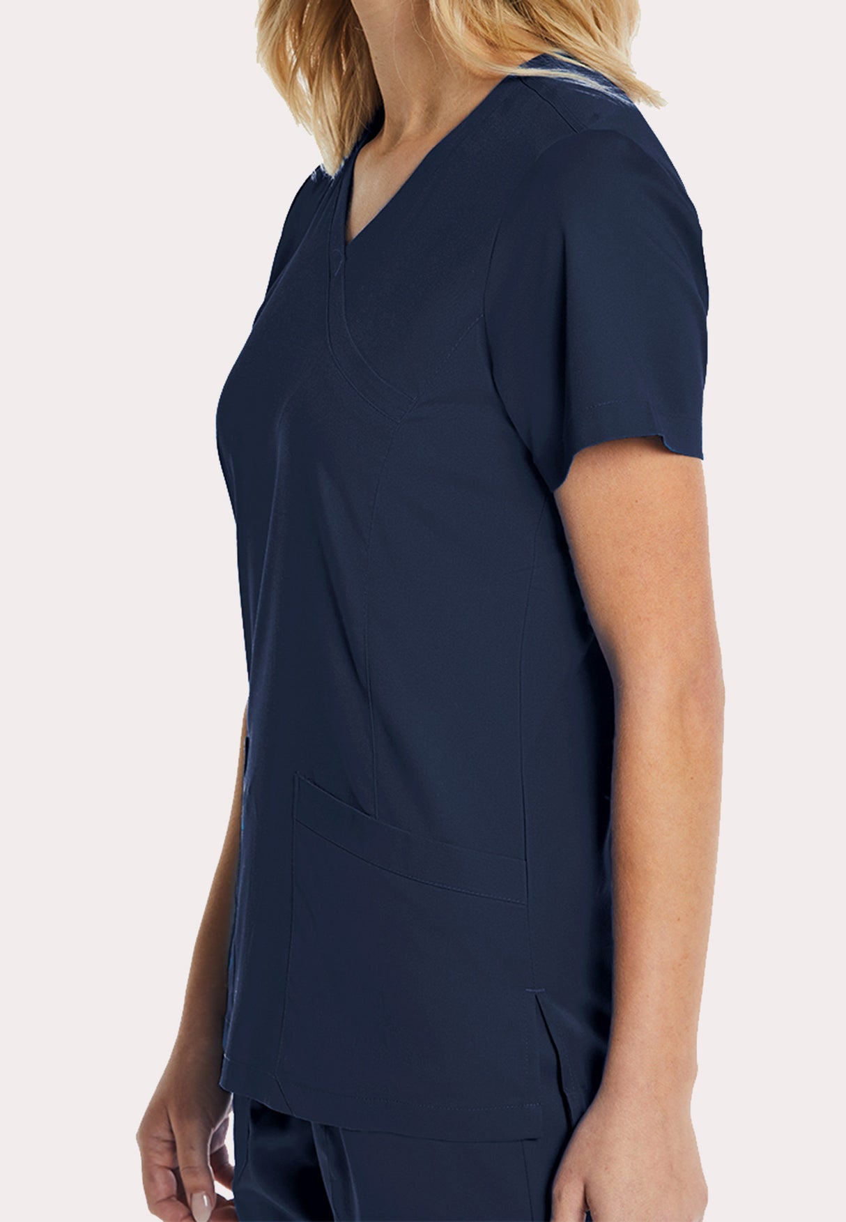 Elements by Alexanders Uniforms Women's Mock Wrap Patch Pocket 4-Way Stretch Scrub Top