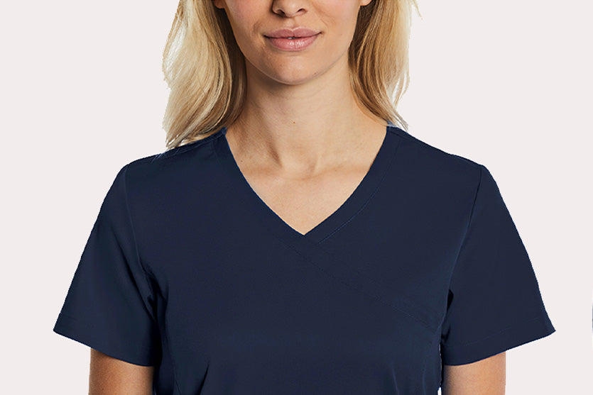 Elements by Alexanders Uniforms Women's Mock Wrap Patch Pocket 4-Way Stretch Scrub Top