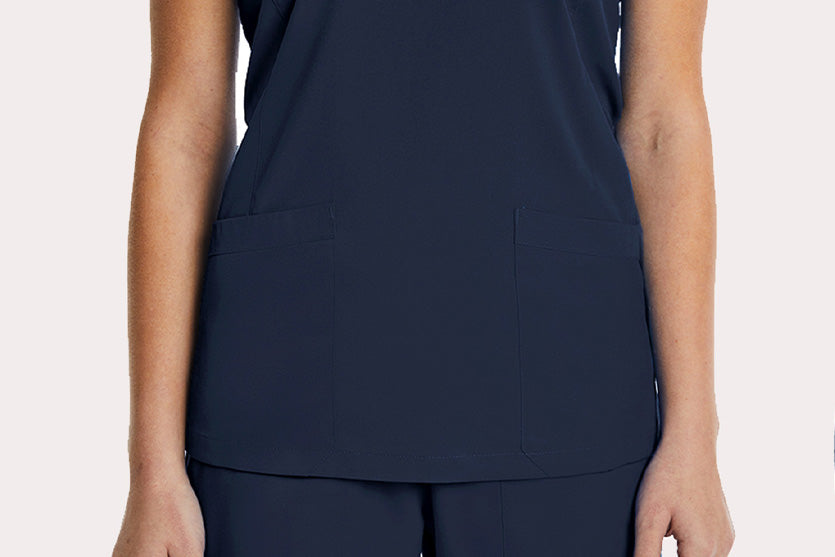 Elements by Alexanders Uniforms Women's Mock Wrap Patch Pocket 4-Way Stretch Scrub Top
