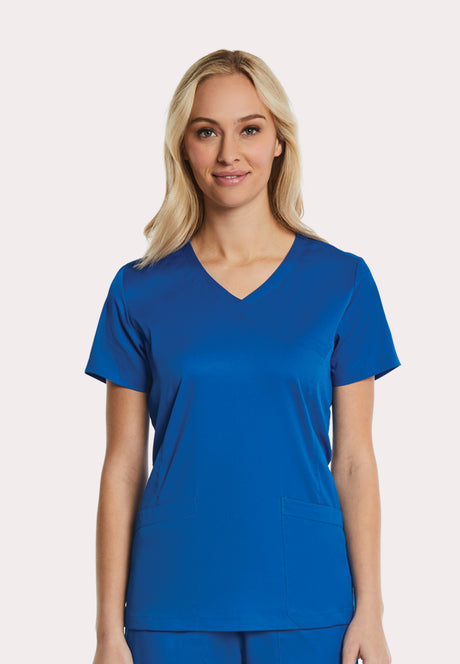 Elements by Alexanders Uniforms Women's Mock Wrap Patch Pocket 4-Way Stretch Scrub Top