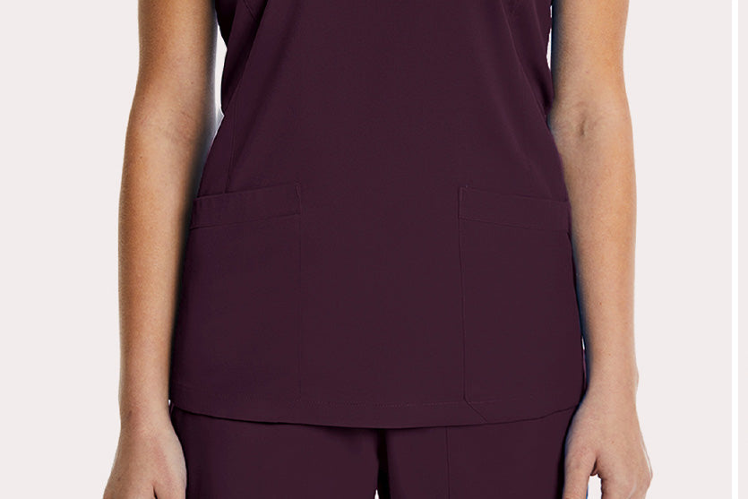 Elements by Alexanders Uniforms Women's Mock Wrap Patch Pocket 4-Way Stretch Scrub Top