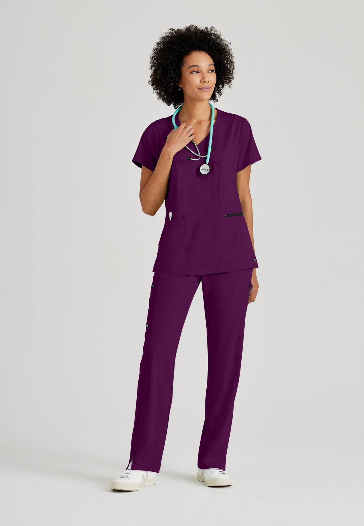 Grey's Anatomy™ Spandex Stretch Women's Kim 3-Pocket Crossover V-Neck Scrub Top