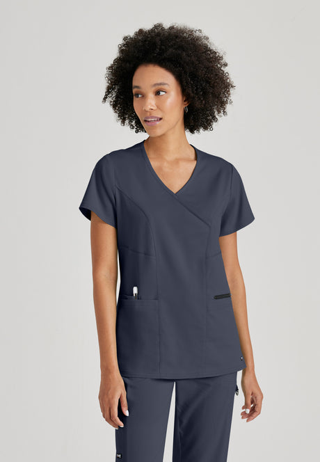Grey's Anatomy™ Spandex Stretch Women's Kim 3-Pocket Crossover V-Neck Scrub Top