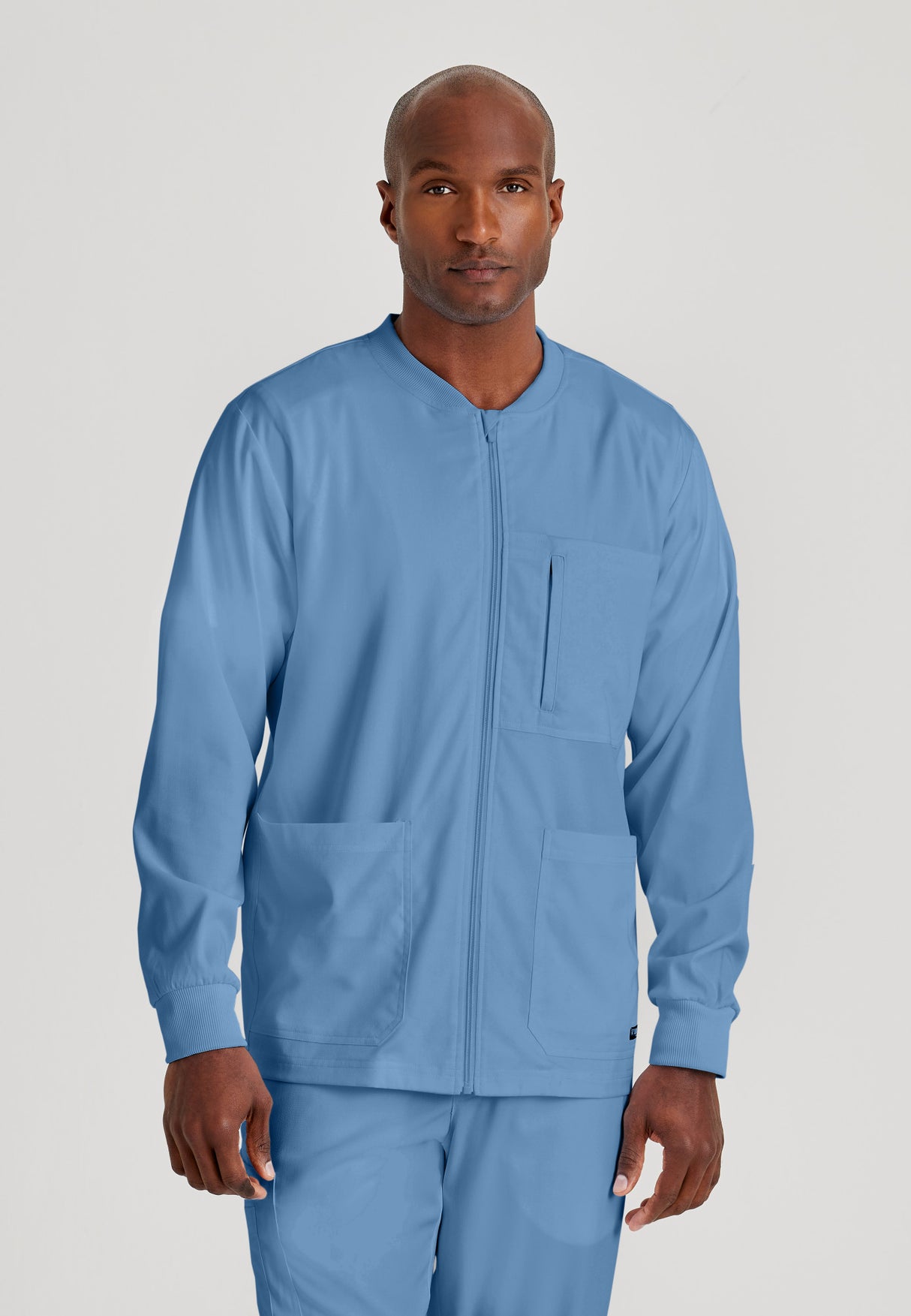 Grey's Anatomy™ Spandex Stretch Men's React 5-Pocket Crewneck Warmup Scrub Jacket