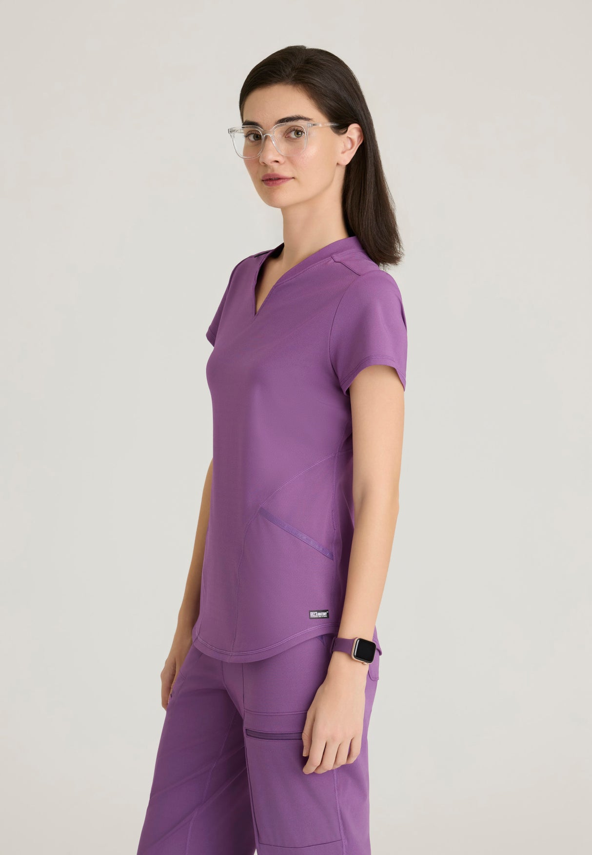 Grey's Anatomy Knit Stretch Women's Define 2-Pocket V-Neck Top