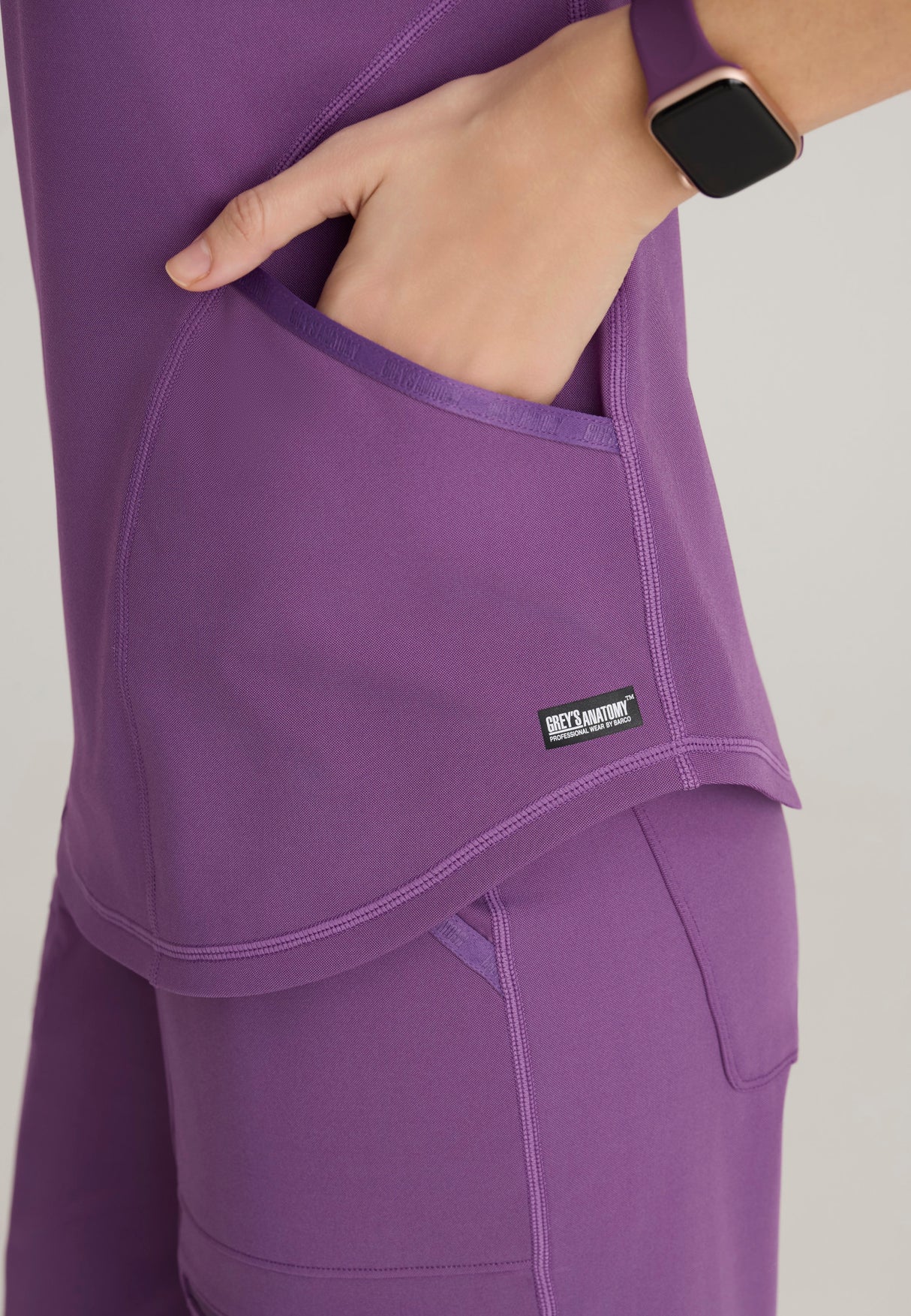 Grey's Anatomy Knit Stretch Women's Define 2-Pocket V-Neck Top