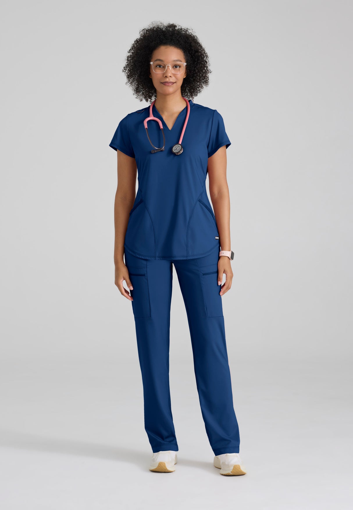 Grey's Anatomy Knit Stretch Women's Define 2-Pocket V-Neck Top