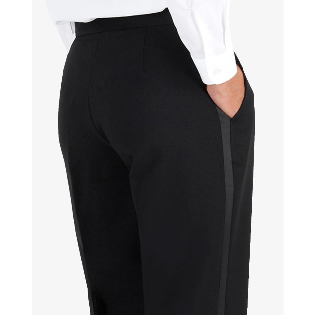 Henry Segal Women's Flat Front Comfort Waist Tuxedo Pant