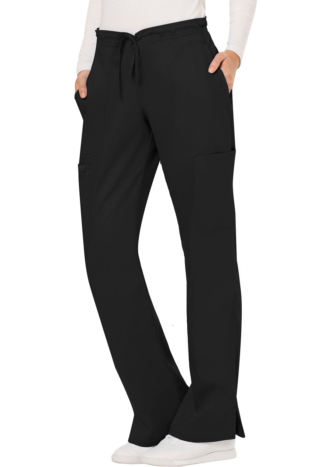 Cherokee Workwear Revolution Women's 5-Pocket Tall Mid Rise Moderate Flare Drawstring Pant