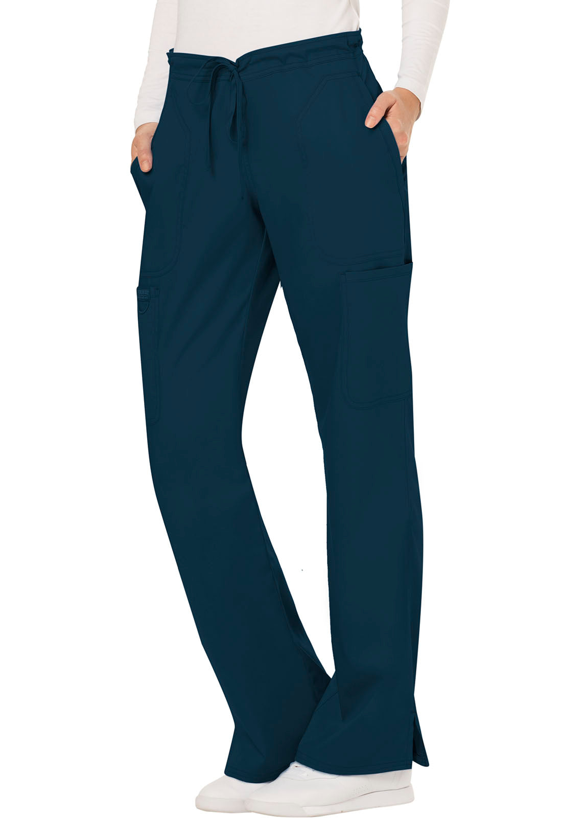 Cherokee Workwear Revolution Women's 5-Pocket Tall Mid Rise Moderate Flare Drawstring Pant