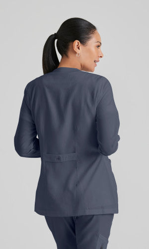 Grey's Anatomy™ Women's Jamie 4-Pocket Snap-Front Crewneck Warm-Up