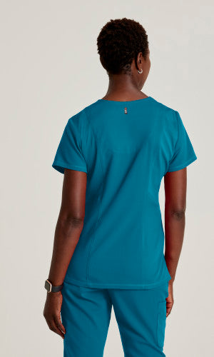 Grey's Anatomy™ Spandex Stretch Women's Serena 3-Pocket Curved V-Neck Scrub Top