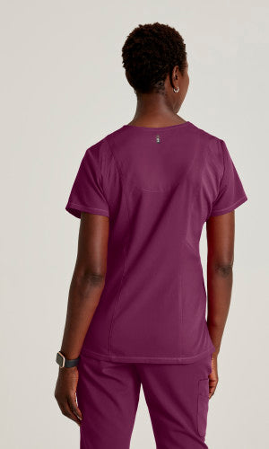 Grey's Anatomy™ Spandex Stretch Women's Serena 3-Pocket Curved V-Neck Scrub Top
