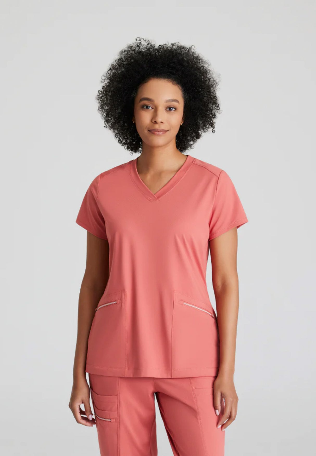 Barco One Performance Knits Women's Victory Knit V-Neck Top - Ginger Rose