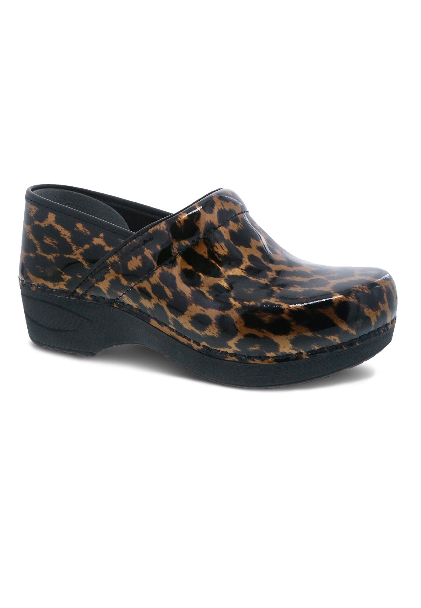 Dansko XP 2.0 Women's Brown Leopard Patent Stapled Clog