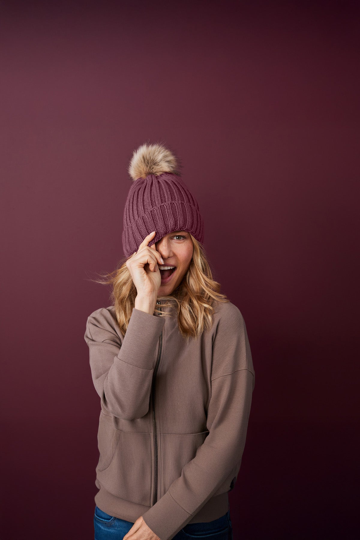 Port Authority® Faux Fur Pom Beanie